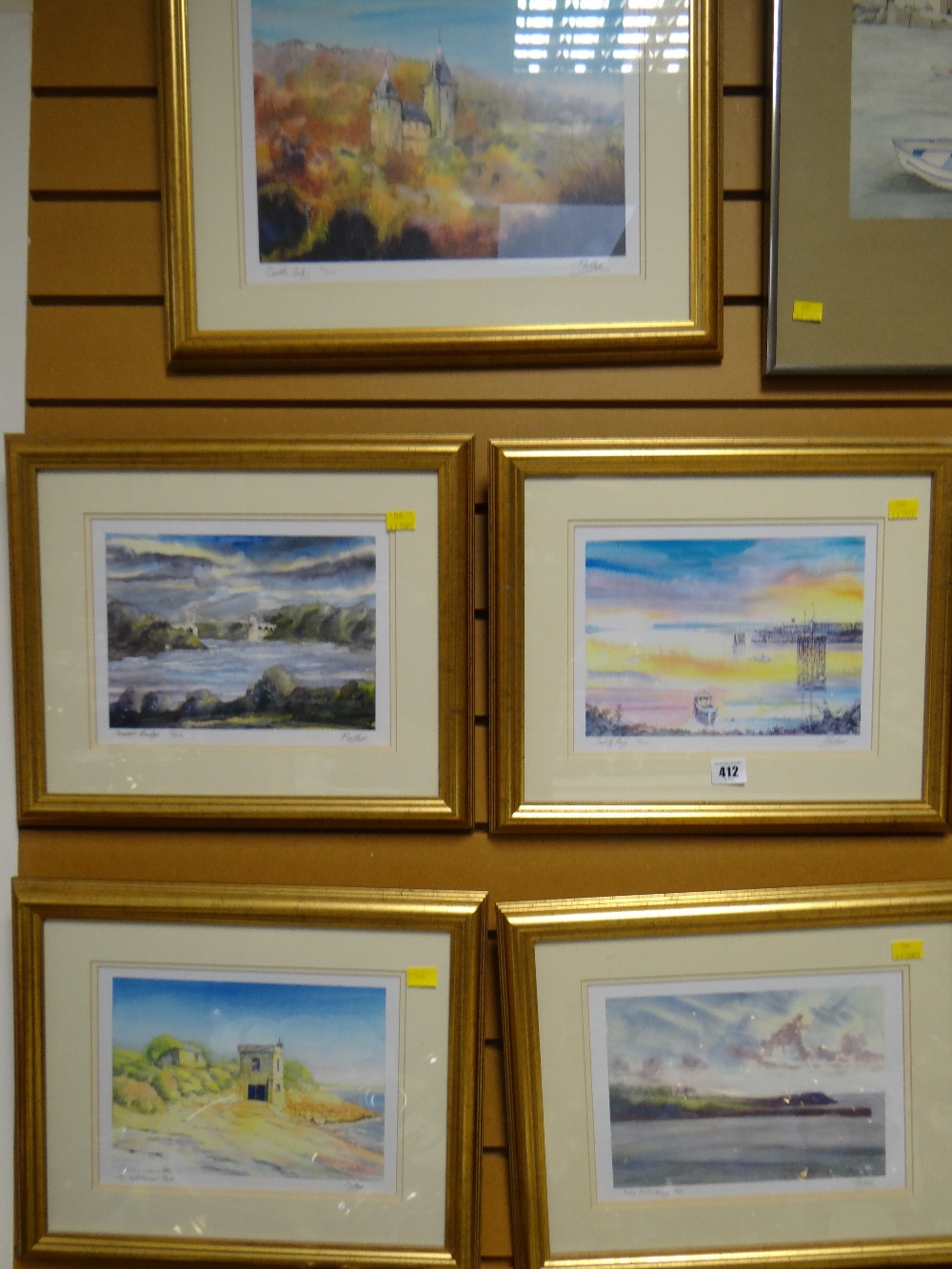 A set of five limited edition prints of famous Welsh scenes, signed Pooley