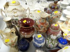 A quantity of mixed pottery including covered vases etc
