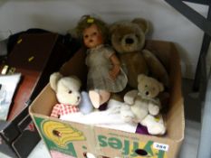 A mid twentieth century Chad Valley teddy bear, a Chad Valley plush golden teddy bear, a pedigree