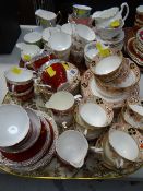 A large quantity on two trays of mixed tea ware, all Staffordshire
