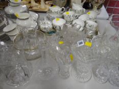 A quantity of mixed clear cut glass items including a Queen Victoria Jubilee commemorative dish