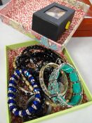 Parcel of costume jewellery in a silver vesta case etc