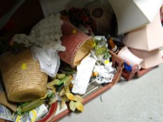 A box of household items including lamps etc