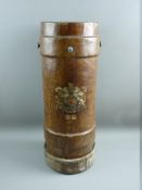 VINTAGE LEATHER SHELL CARRYING CASE bearing the Royal Coat of Arms, marked to the base no. 58, Mk