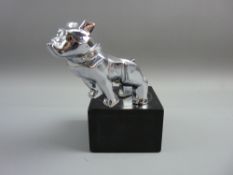 A MACK CHROME PLATED BONNET MASCOT of a stylized leaping bulldog, his collar marked 'Mack', the body