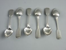 A SET OF SIX SILVER FIDDLE PATTERN TEASPOONS by R J & J Williams, Exeter 1844, 5.8 troy ozs