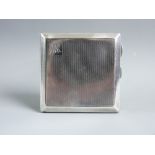 A GENT'S ENGINE TURNED SQUARE SHAPED SILVER CIGARETTE CASE, 4 troy ozs, Birmingham 1902