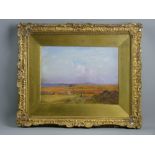 EDWARD WALKER watercolour - expansive coastal and landscape scene with patchwork of fields and