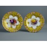 TWO ROYAL WORCESTER CABINET PLATES, hand painted fruit signed 'G H Cole' and 'H Martin', the 22.5