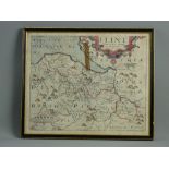 SAXTON & KIPP coloured and tinted map of Flint, 28.5 x 35 cms including margin