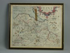 SAXTON & KIPP coloured and tinted map of Flint, 28.5 x 35 cms including margin