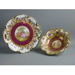 TWO KARLSBADER CHINA DESSERT PIECES with floral and figural decoration - an oval plate and a