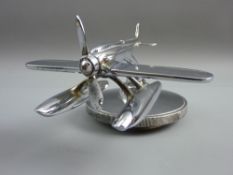A CHROME CAR MASCOT/RADIATOR CAP in the form of a Schneider Supermarine Seaplane (Provenance: with
