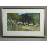 MALCOLM EDWARDS watercolour - farmstead in Penmachno, signed and entitled artist's own label