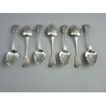 A SET OF FIDDLE PATTERNED SILVER DESSERT SPOONS by William Woodman, Exeter 1823, 8.2 troy ozs,