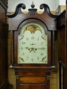 A GEORGE III MAHOGANY LONGCASE CLOCK by Jones, Beaumaris with rolling moon movement, the dial set