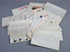 A QUANTITY OF TYPED & HAND DECORATED LETTERS & CARDS from the Late Arthur Moyse, anarchist, author