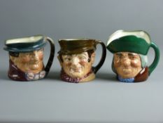 THREE LARGE ROYAL DOULTON TOBY JUGS 'Toby Phillpots', 'Tony Weller' and 'Sam Weller'
