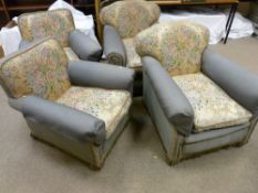 TWO GOOD PAIRS OF PARLOUR ARMCHAIRS with scroll end arms, quality manufactured, early 20th