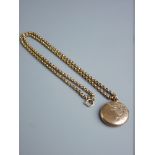 A NINE CARAT GOLD MUFF CHAIN, 7.5 grms together with a nine carat gold bright cut front and back