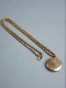 A NINE CARAT GOLD MUFF CHAIN, 7.5 grms together with a nine carat gold bright cut front and back