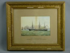 P H SIEMS watercolour - entitled on mount 'HMS Boadicea, Sixteen Guns, Flagship of Rear Admiral