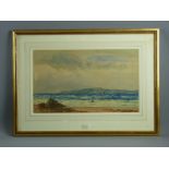 P MACGREGOR WILSON watercolour - coastal scene with distant yachts, signed, 29 x 49 cms