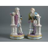 A GOOD PAIR OF CONTINENTAL PORCELAIN FIGURINES, finely painted of a courting couple in colourful