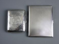 A GENT'S ENGINE TURNED SILVER CIGARETTE CASE, 5.8 troy ozs, London 1934 and a lady's bright cut