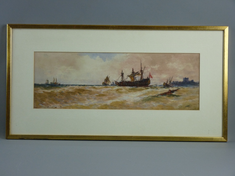 THOMAS BUSH HARDY watercolour - threemaster and other shipping possibly off Dover, signed and