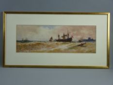 THOMAS BUSH HARDY watercolour - threemaster and other shipping possibly off Dover, signed and