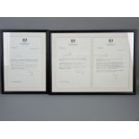 THREE FRAMED LETTERS to the late Miss Beata Brookes MEP from Prime Minister John Major, dated 28th