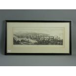 I G WOOD rare etching 1813 - Caernarfon from 'The Rivers of Wales', 19 x 49 cms