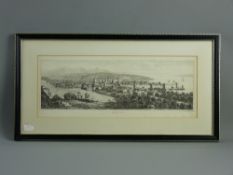 I G WOOD rare etching 1813 - Caernarfon from 'The Rivers of Wales', 19 x 49 cms