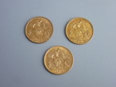 THREE GOLD GEORGE & DRAGON HALF SOVEREIGNS all 1911