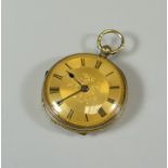 A GOOD LOCAL 18CT GOLD OPEN-FACE POCKET WATCH with key-wind mechanism and having a finely chased