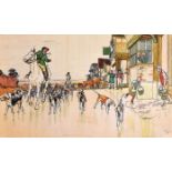 CECIL ALDIN coloured print - hunting scene entitled 'The End of the Day', 36 x 59cms together with a