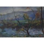 WILLIAM FIRTH oil on board - river scene with trees, 26 x 36cms Provenance: entered by granddaughter