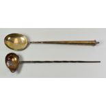 TWO SILVER LADLES being a 1937 Coronation commemorative example with engraved bowl 'Copy of the