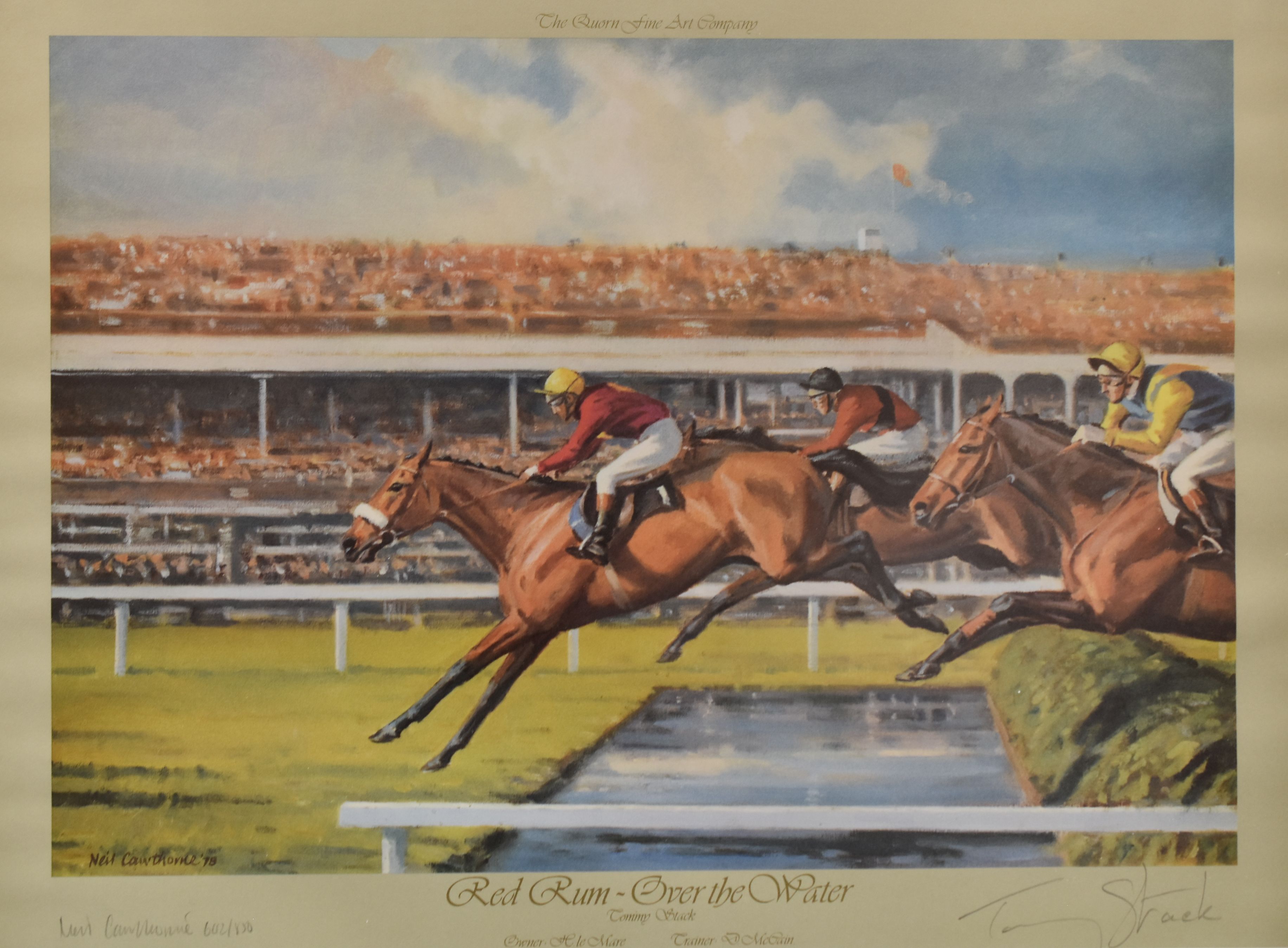 NEIL CAWTHORNE limited edition (642/850) print - entitled 'Red Rum - Over the Water', signed by