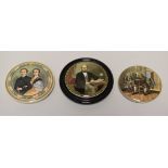 THREE PRATT WARE POT LIDS FEATURING HISTORICAL FIGURES comprising 'DR JOHNSON', 'THE LATE PRINCE