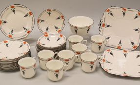 THIRTY-FIVE PIECES OF SHELLEY RED POPPY TEA WARE