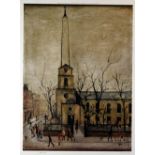 L S LOWRY limited edition (436/850) colour print - titled to margin 'St Luke's Church, Old Street,