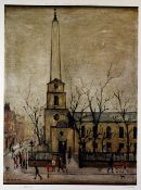 L S LOWRY limited edition (436/850) colour print - titled to margin 'St Luke's Church, Old Street,