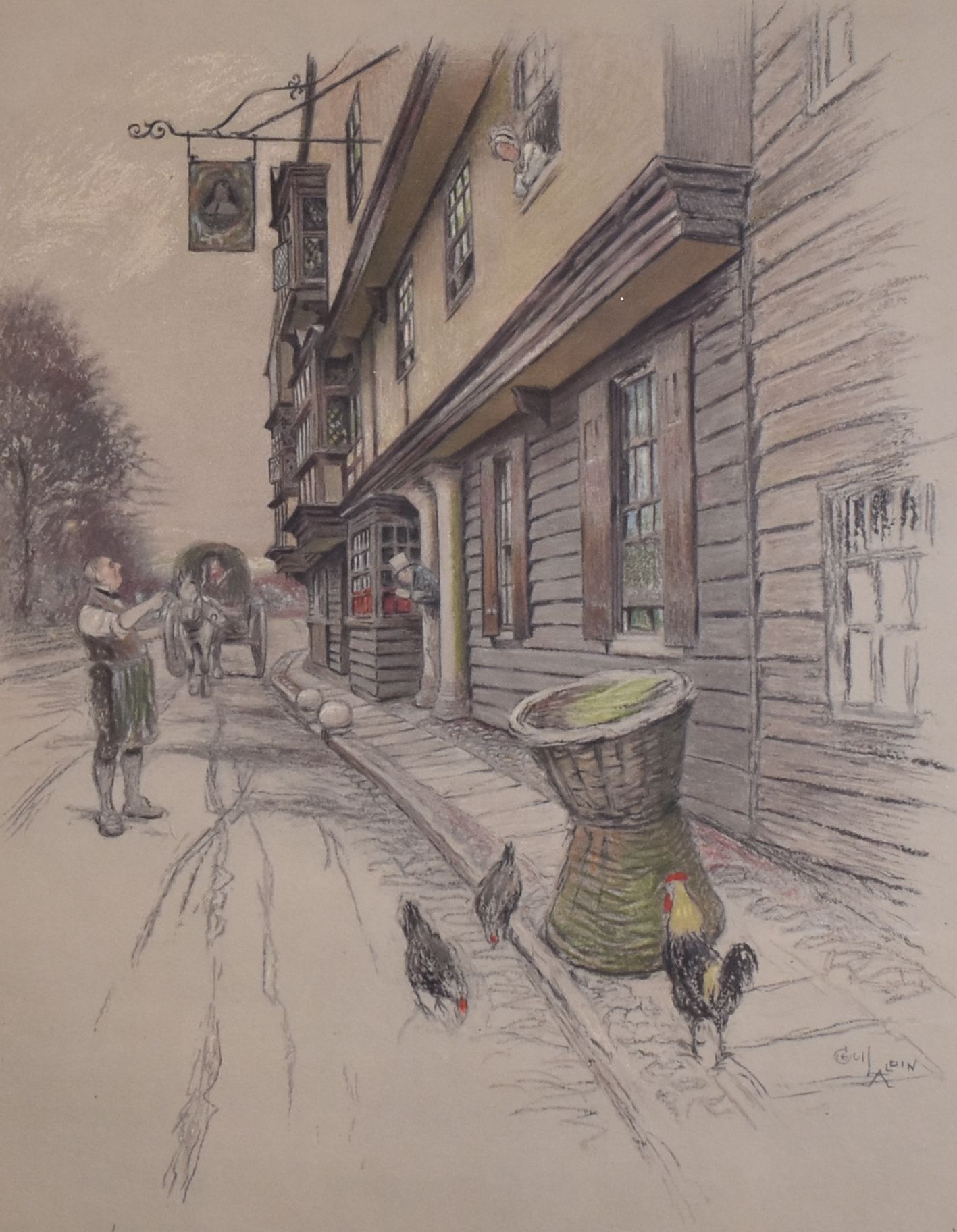 CECIL ALDIN coloured engraving - 'The New Inn, Gloucester', pencil signed, 45 x 37cms together - Image 2 of 4