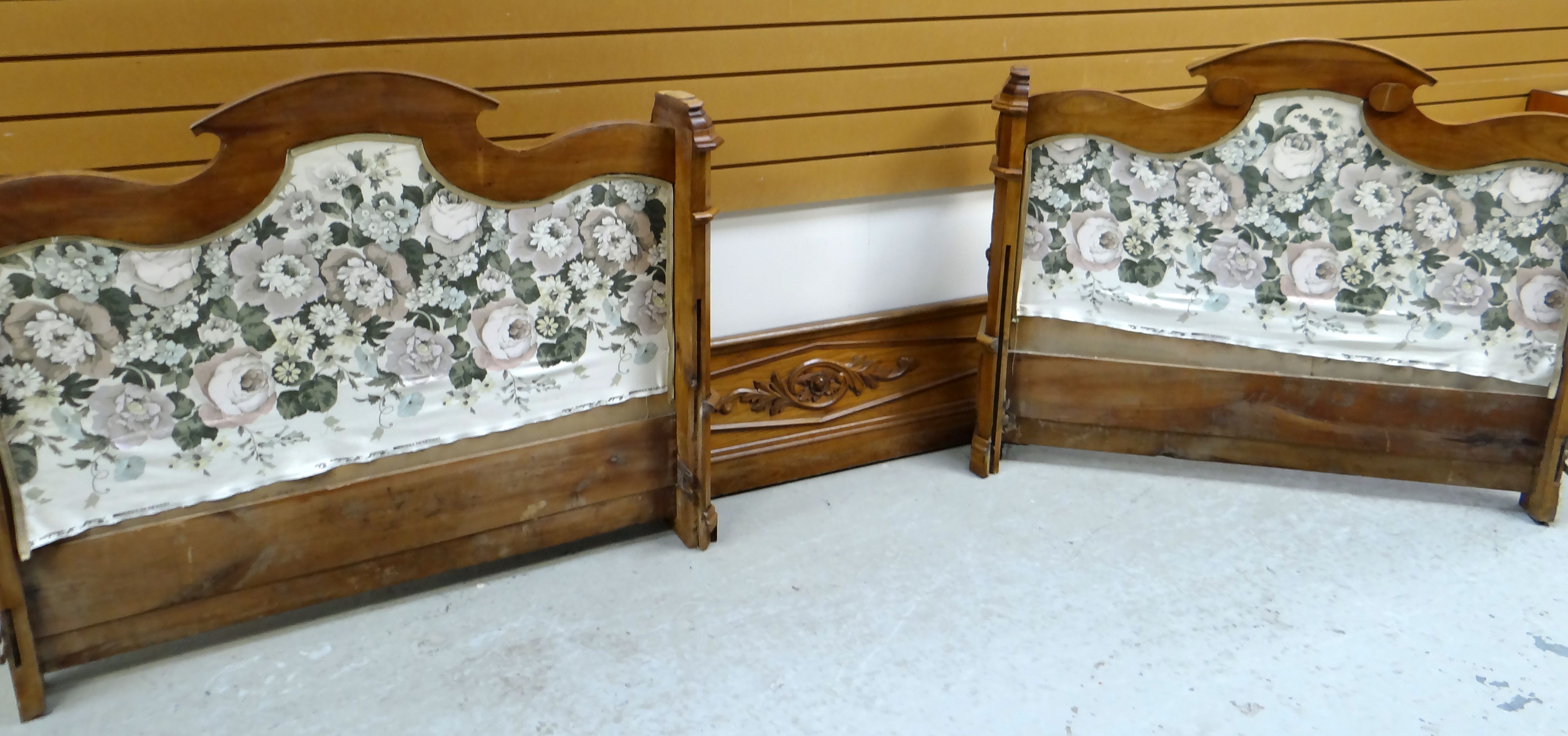 A PAIR OF FRENCH DOUBLE BED ENDS 125cms wide