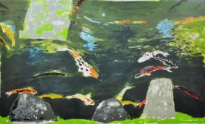 ELIZABETH BLACKADDER OBE RA limited edition (56/80) print - semi abstract view of swimming fish