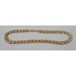 A 9CT GOLD FLORAL-LINK CHOKER NECKLACE 16gms