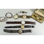 A PARCEL OF VINTAGE WRISTWATCHES including 9ct gold encased and together with a Salvation Army