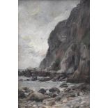 JOSEPH YELVERTON DAWBARN oil on board - North Wales headland entitled 'Little Orme' signed and dated